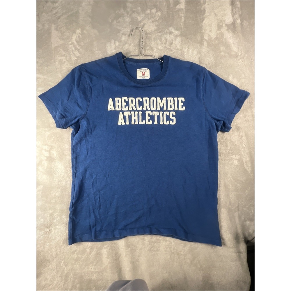 Vintage Y2K Abercrombie and Fitch Athletics T-Shirt Men Medium Short Sleeve Blue